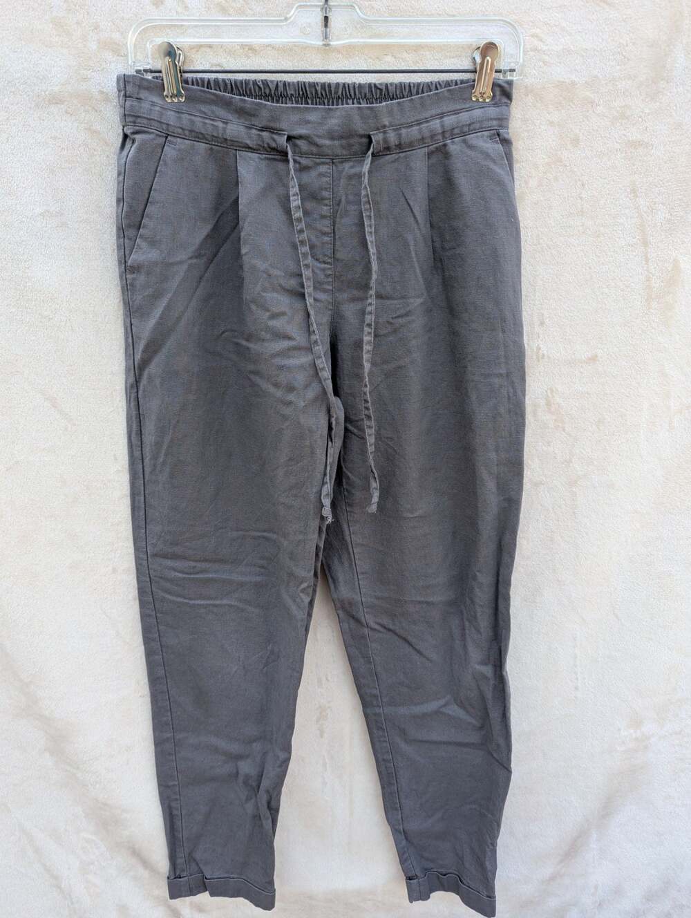 BODYFLIRT Charcoal Gray Elastic Waist Drawstring Cuffed Casual Pants
